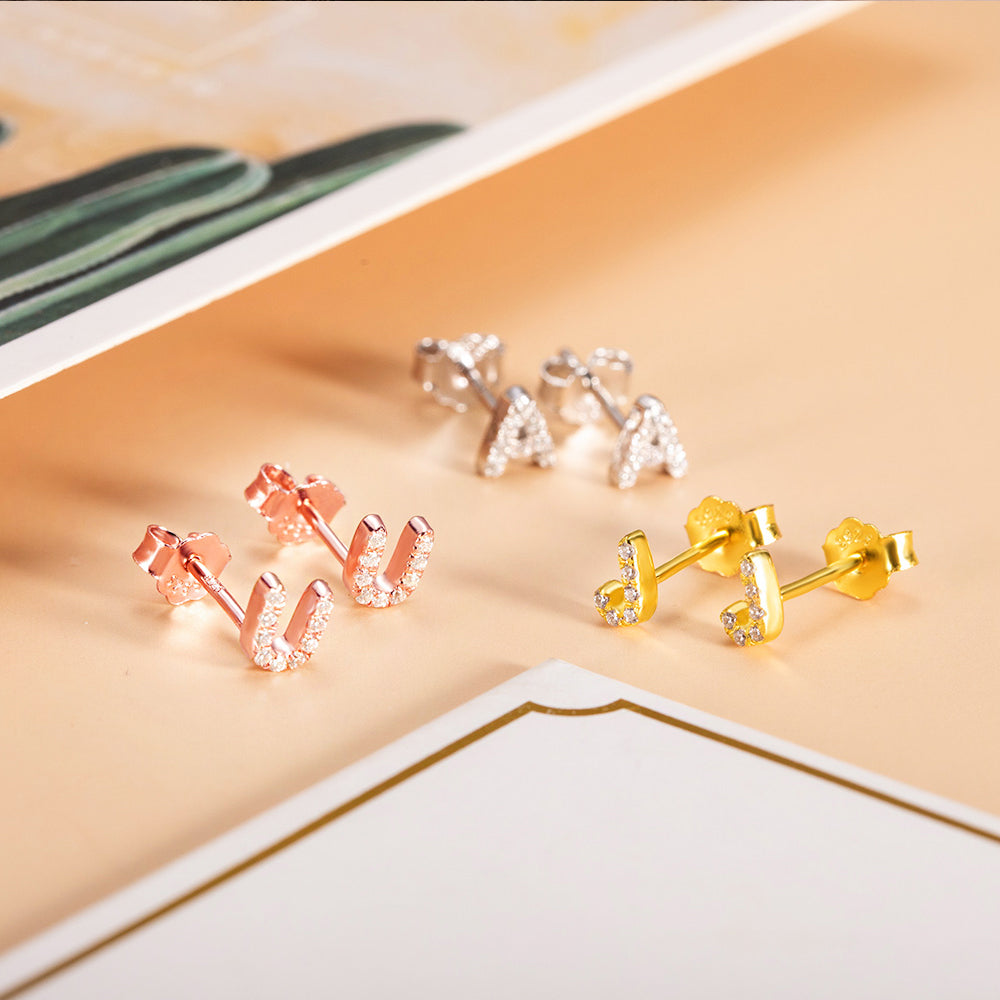 Personalized Initial Studs Alphabet Earrings -Y1-NA105