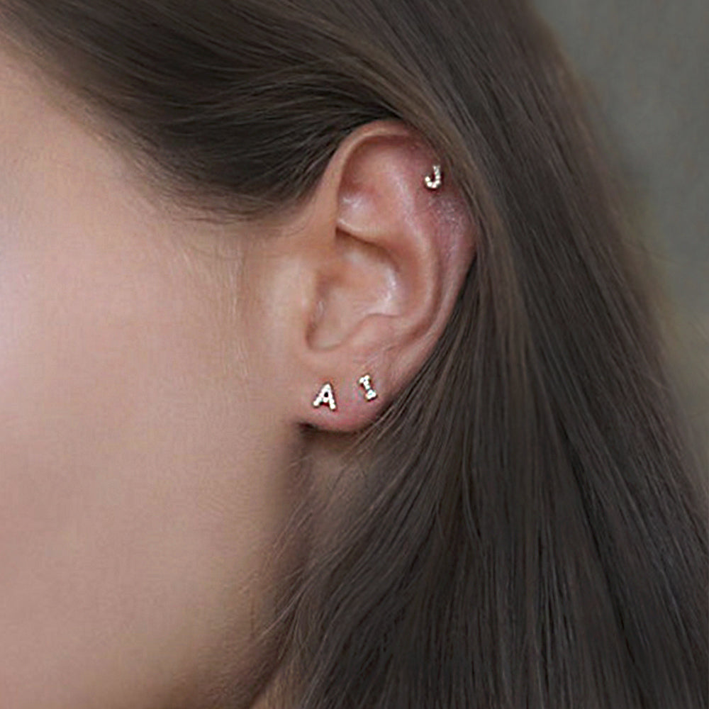 Personalized Initial Studs Alphabet Earrings -Y1-NA105