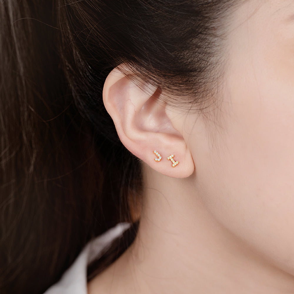 Personalized Initial Studs Alphabet Earrings -Y1-NA105