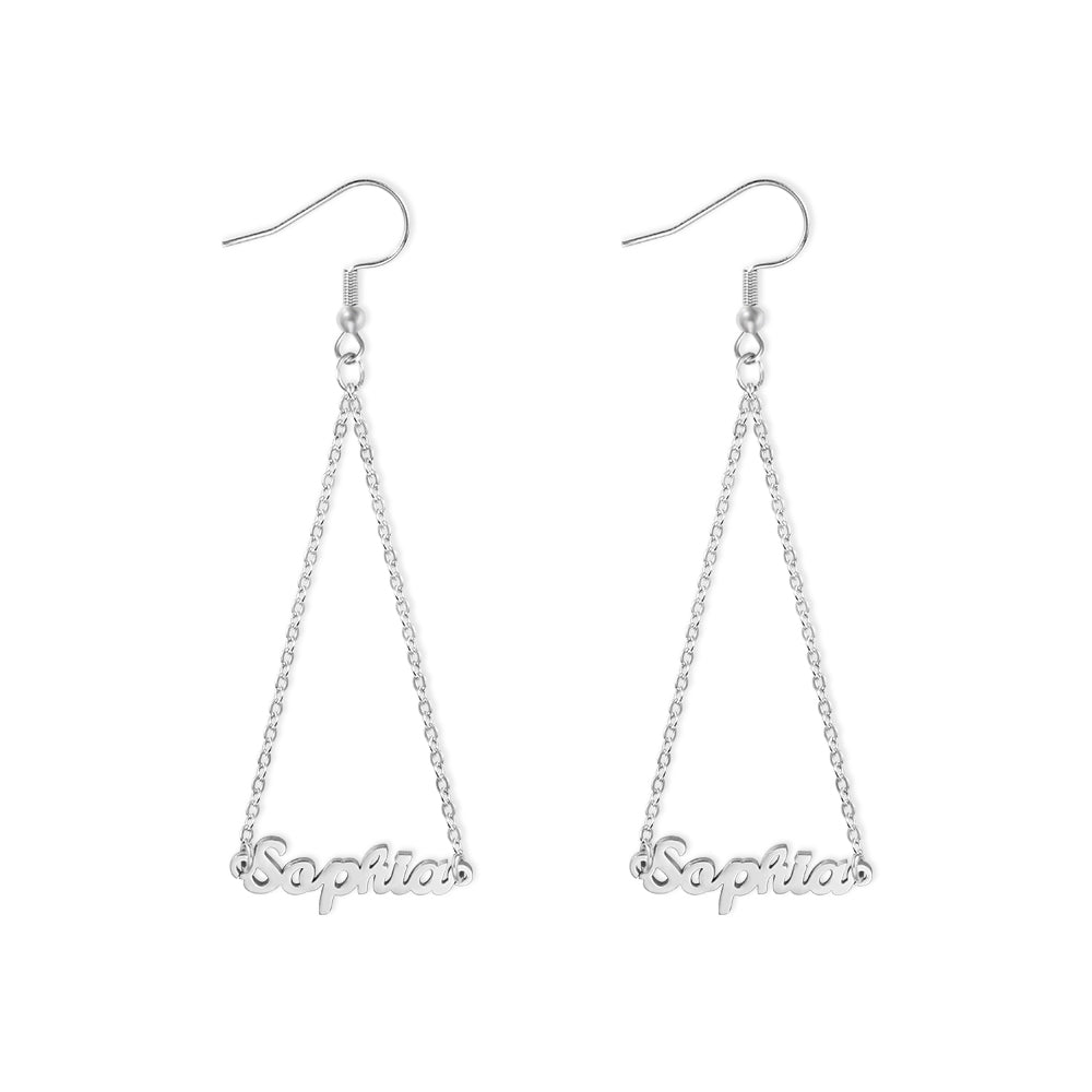 Personalized Triangle Name Dangle Earrings -Y1-PGAZ103