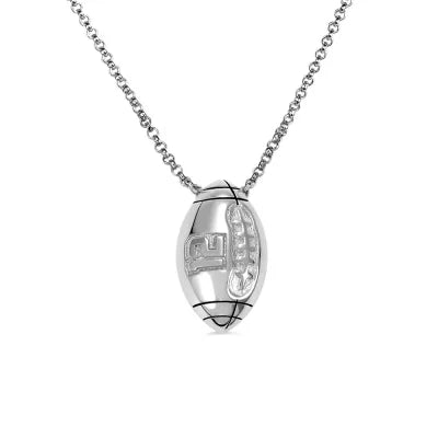 Engraved Football Necklace in Silver -Y1-SP08