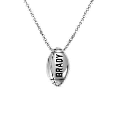 Engraved Football Necklace in Silver -Y1-SP08