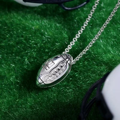 Engraved Football Necklace in Silver -Y1-SP08