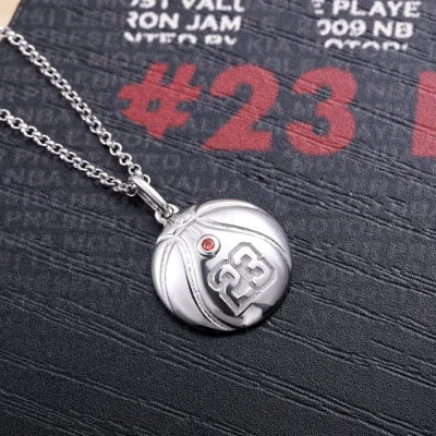 Engraved Basketball Necklace with Number and birthstone-Y1-SP13