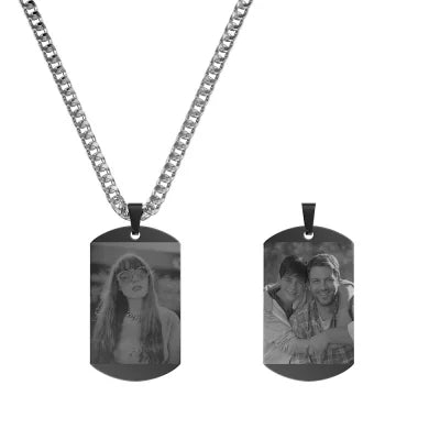 Customized Black Titanium Double-Sided Photo Dog Tag Necklace -Y1-TS60