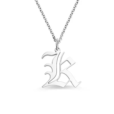 Personalized Old English Initial Necklace Men/Women-Y1-NA11