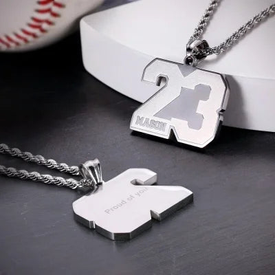 Custom Stainless Steel Sports Number Necklace-Y1-SP23