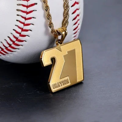 Custom Stainless Steel Sports Number Necklace-Y1-SP23