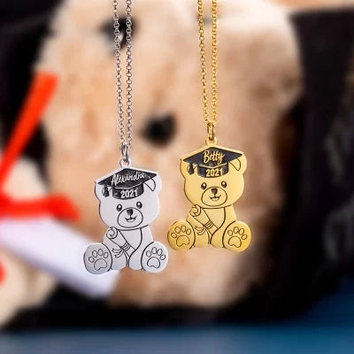 Custom Bear Necklace for Graduation Gift-Y1-GJ37