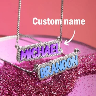 Custom Iced Out Colorful Name Necklace-Y1-NA171