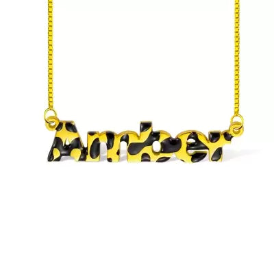 Custom Leopard Name Necklace-Y1-PG326