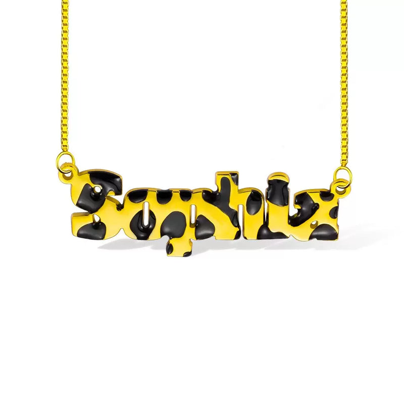 Custom Leopard Name Necklace-Y1-PG326