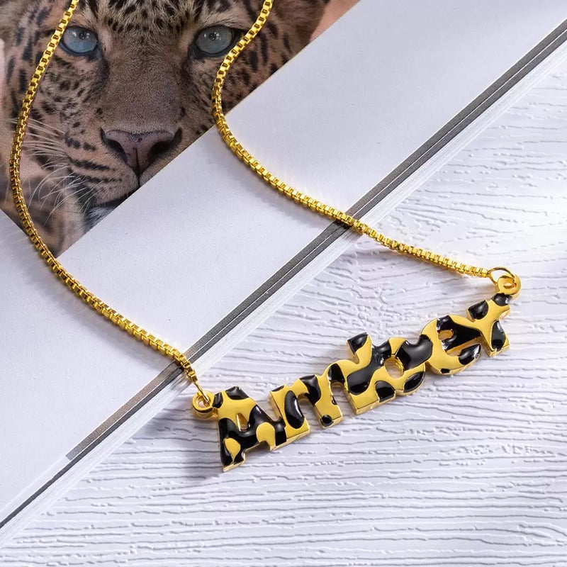 Custom Leopard Name Necklace-Y1-PG326