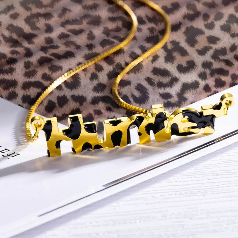 Custom Leopard Name Necklace-Y1-PG326