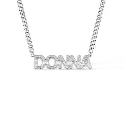 Custom Name Necklace with Embroidery Texture-Y1-PG408