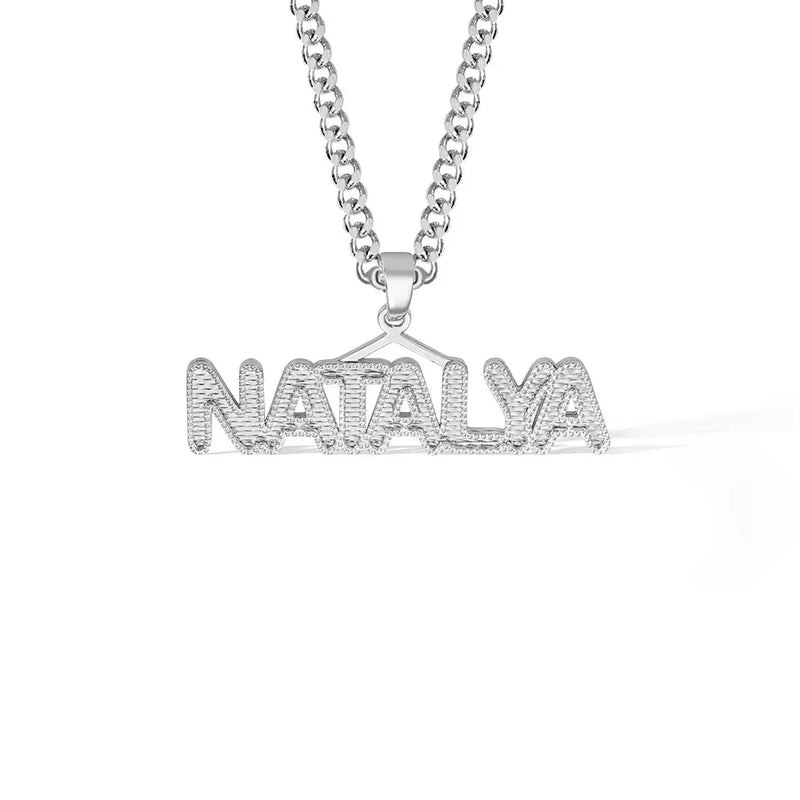 Custom Name Necklace with Embroidery Texture-Y1-PG408