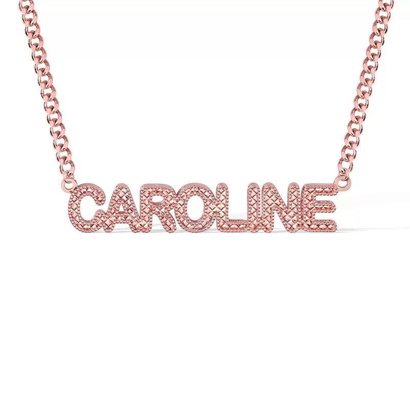 Custom Name Necklace with Embroidery Texture-Y1-PG408