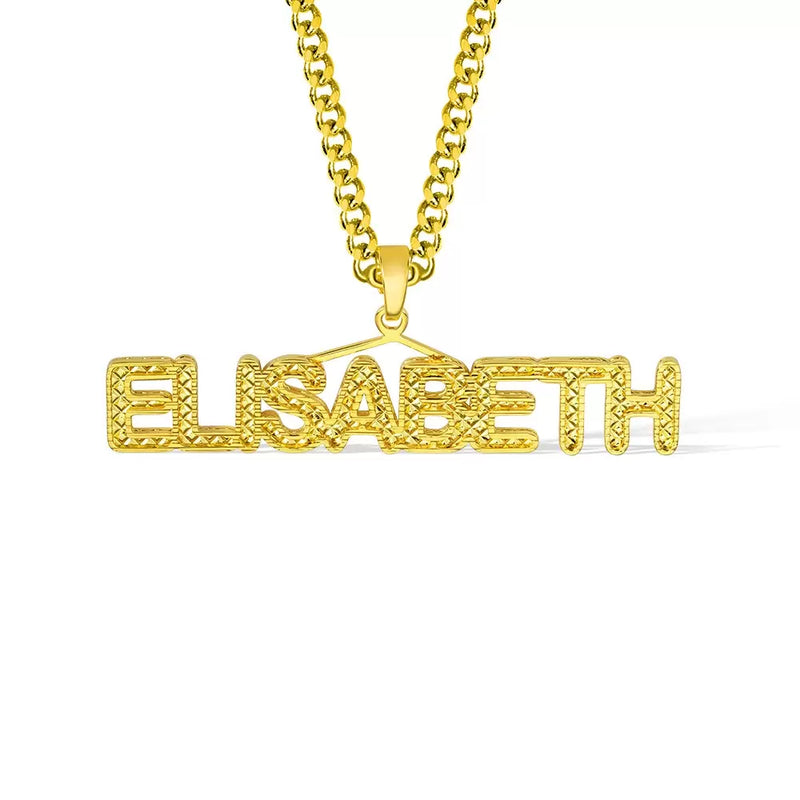 Custom Name Necklace with Embroidery Texture-Y1-PG408