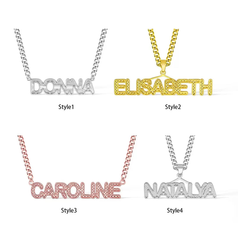 Custom Name Necklace with Embroidery Texture-Y1-PG408