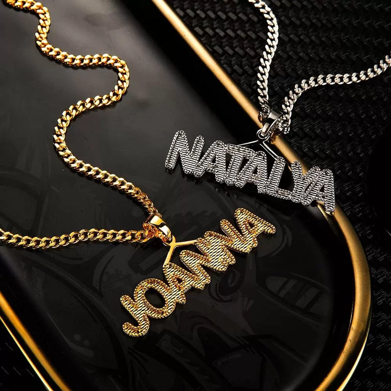 Custom Name Necklace with Embroidery Texture-Y1-PG408