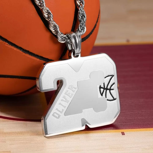 Custom Basketball Number Necklace with Name -Y1-SP51