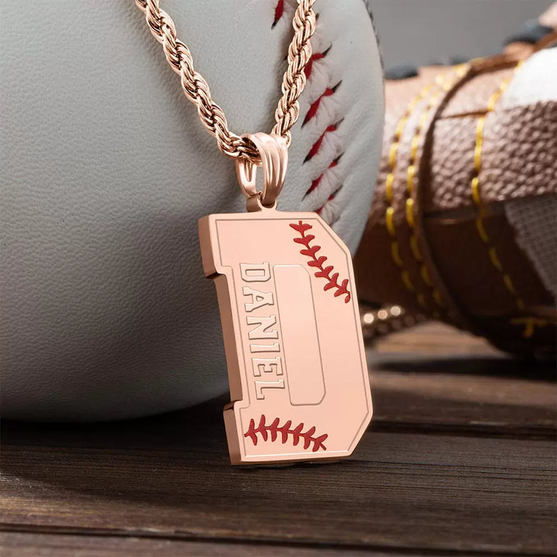 Baseball Initial Necklace A-Z Letter with Custom Name -Y1-SP60