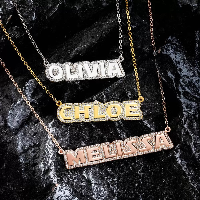 Personalized Name Plated Necklace Name Pendant -Y1-PG732