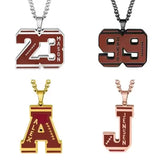 Personalized Initial & Number, Football Necklace with Name Engraved -Y1-SP64