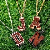 Personalized Initial & Number, Football Necklace with Name Engraved -Y1-SP64