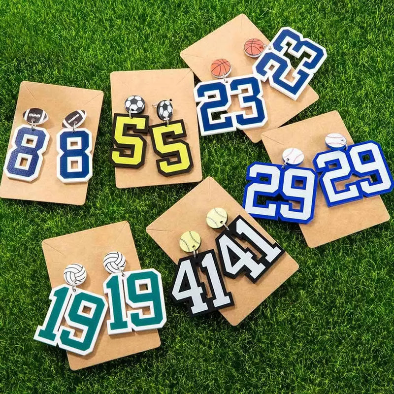 Custom Player Number Earrings-Y1-SP61