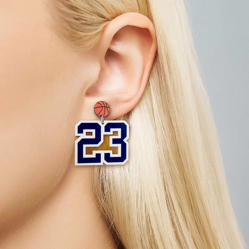 Custom Player Number Earrings-Y1-SP61