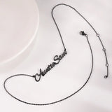 Black Custom Name Necklace with Cable Chain -B2-N211030005