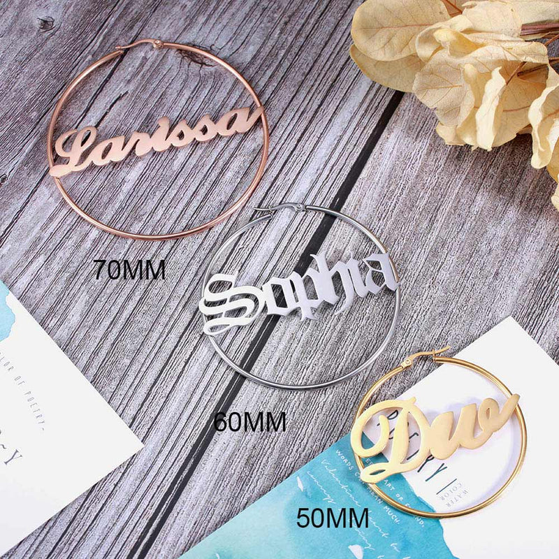 Personalized Name Hoop Earrings -Y1-PF687