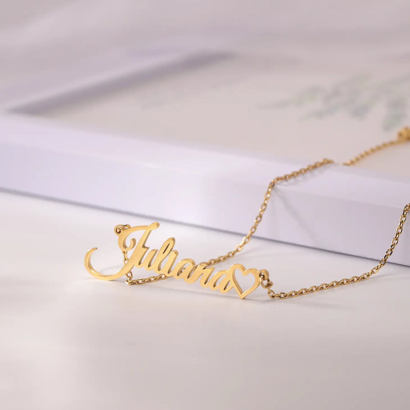 Personalized Name Necklace with Heart Pendant Jewelry-B2