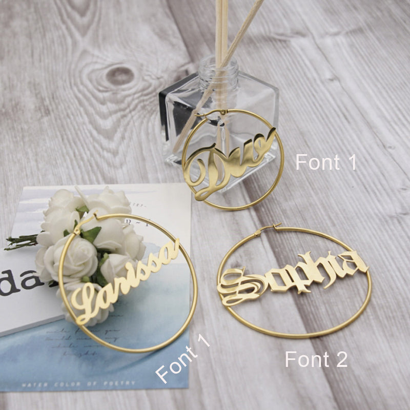 Personalized Name Hoop Earrings -Y1-PF687