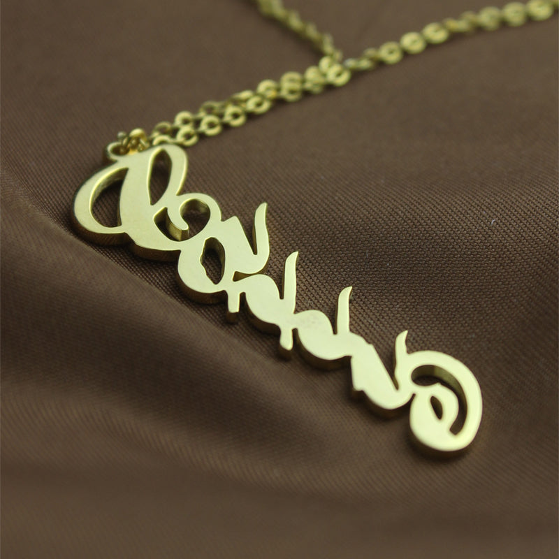 Vertical Carrie Name Plate Necklace-Y1-CA05