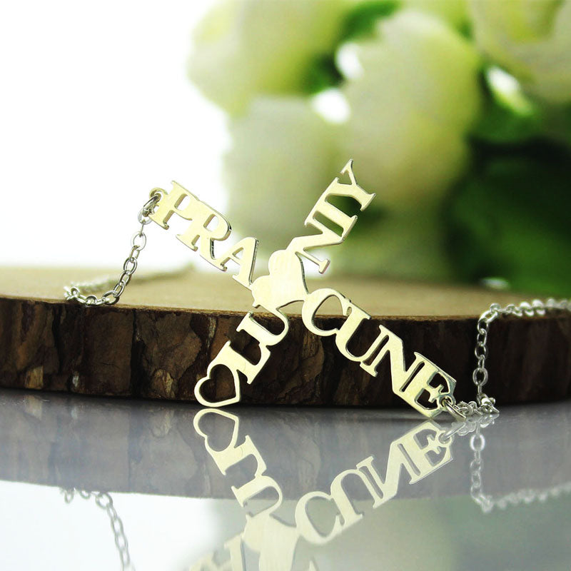 Personalized Two Name Cross Necklace-Y1-CO03