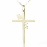 Personalized Silver Cross Name Necklace with Heart -Y1-CO18