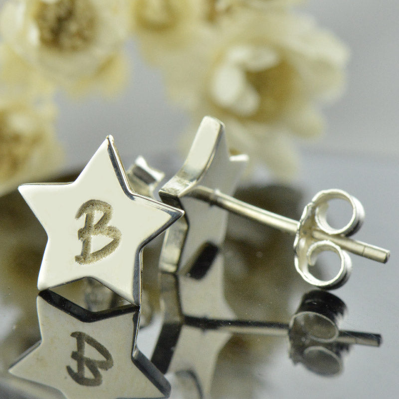 Star Stud Initial Earrings-Y1-LOVE22