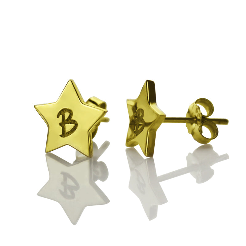 Star Stud Initial Earrings-Y1-LOVE22