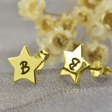 Star Stud Initial Earrings-Y1-LOVE22