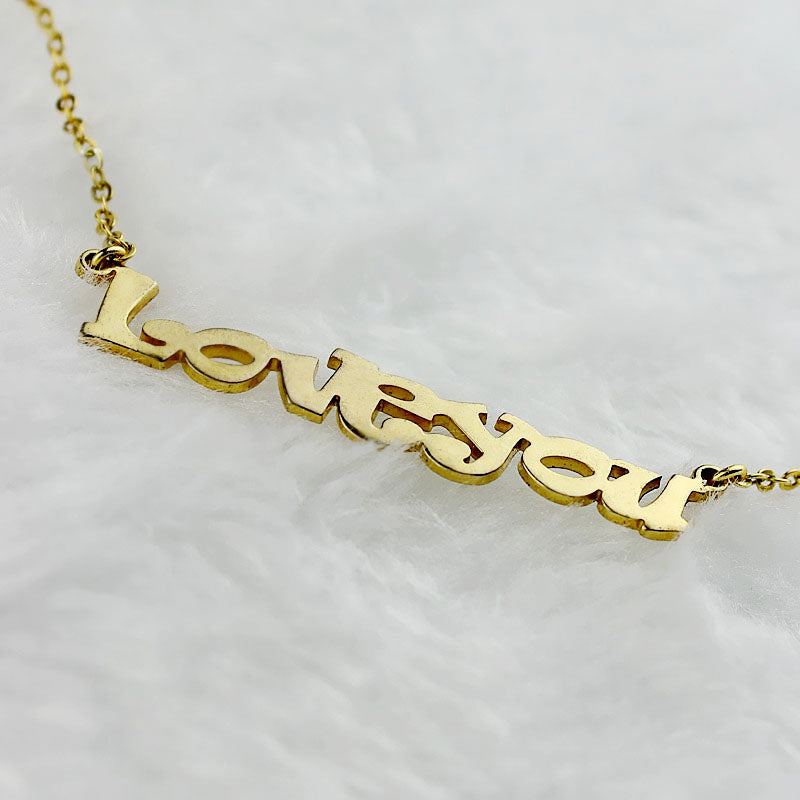 Love You Cable Chain Name Necklace -Y1-NA18