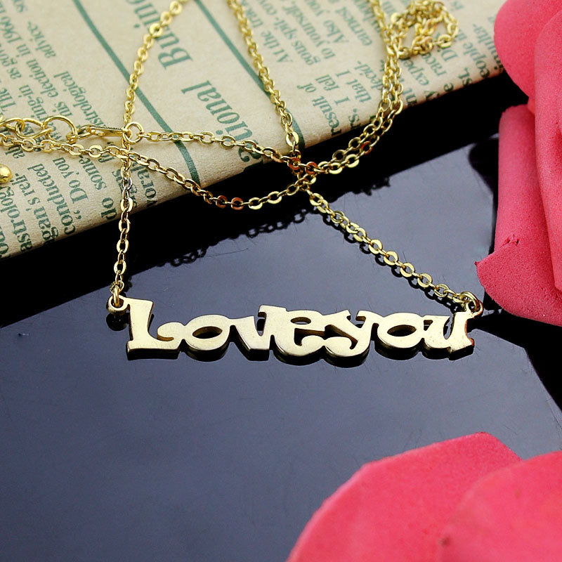 Love You Cable Chain Name Necklace -Y1-NA18