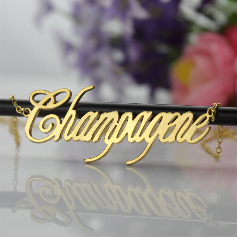 Personalized Champagne Font Name Necklace-Y1-NA20