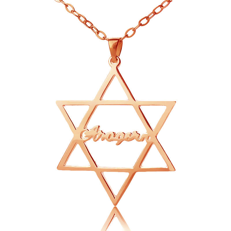 Sterling Silver Hexagram Name Necklace - Y1-NA21