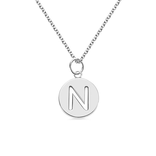 Personalized Cut Out Initial Disc Necklace -Y1-NA69