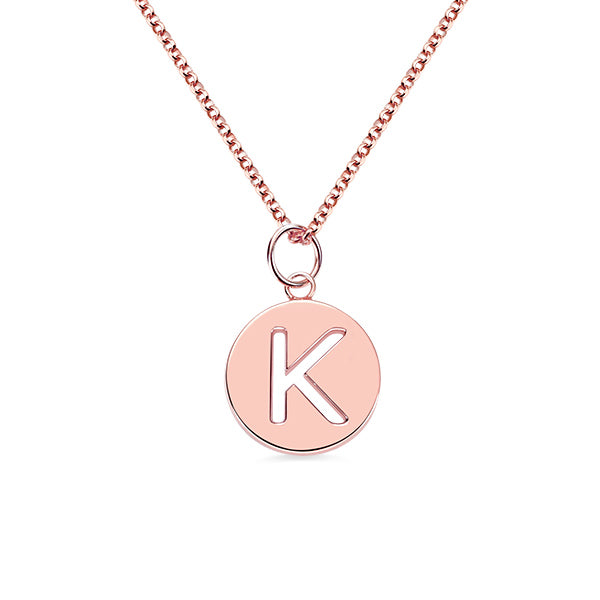 Personalized Cut Out Initial Disc Necklace -Y1-NA69