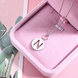 Personalized Cut Out Initial Disc Necklace -Y1-NA69