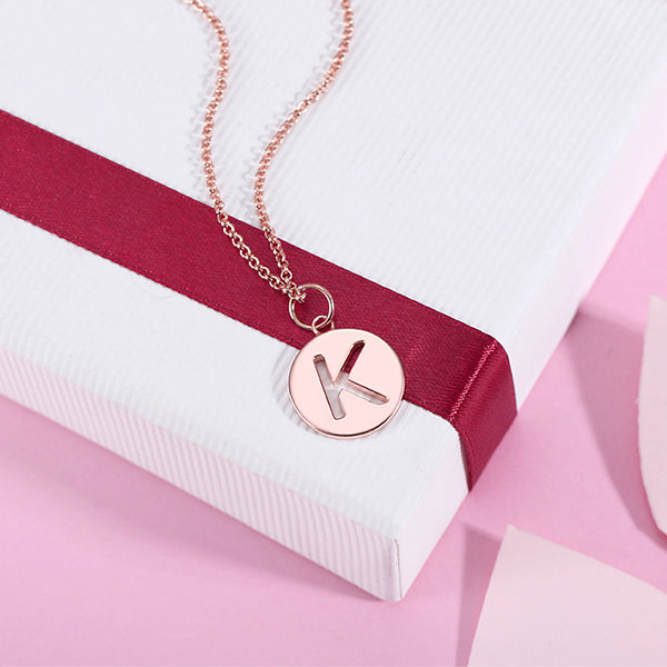 Personalized Cut Out Initial Disc Necklace -Y1-NA69