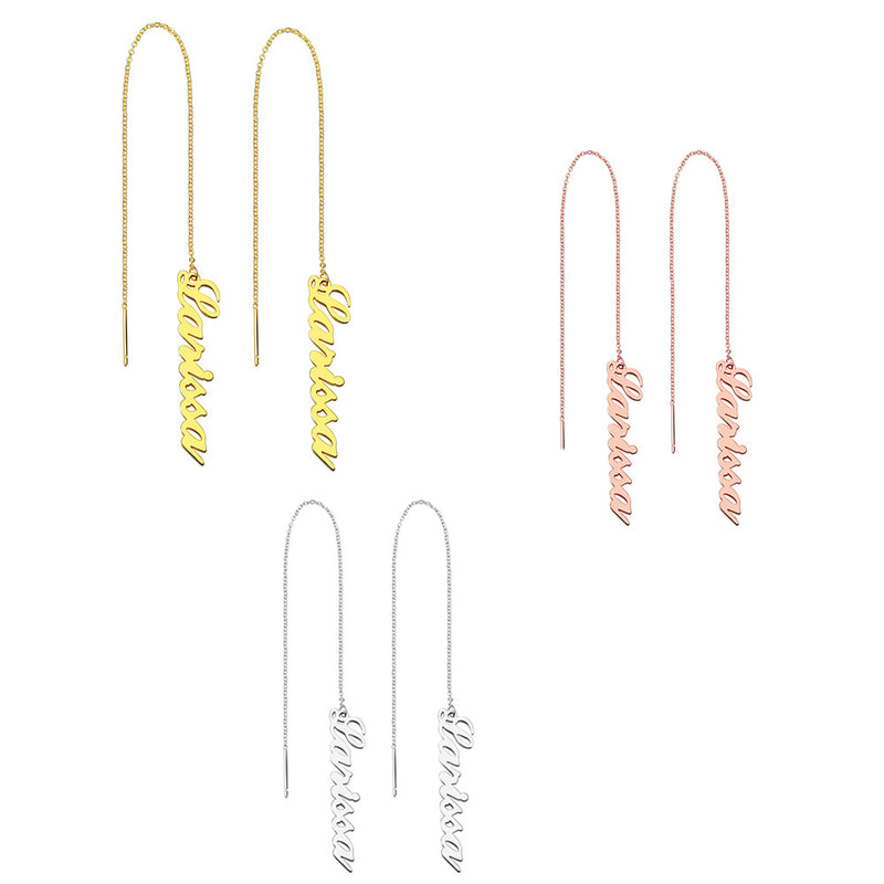 Personalized Vertical Name Drop Earrings -Y1-PE04